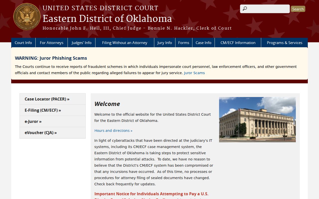 Okmulgee County arrest warrant records Eastern District federal court reference
